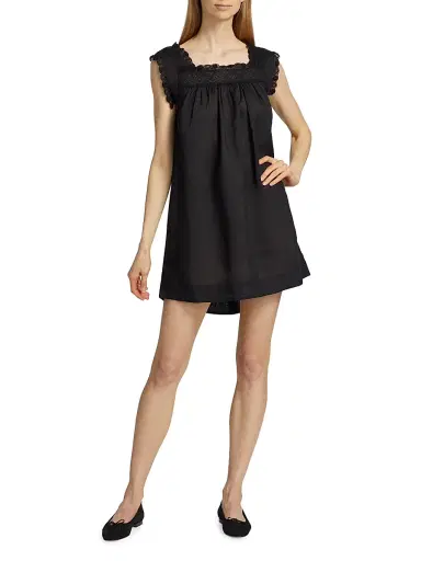 DÔEN Women's Almadia Lace-Detailed Shift Dress - Black - Size Small | Thumbnail 2