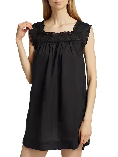 DÔEN Women's Almadia Lace-Detailed Shift Dress - Black - Size Small | Thumbnail 3