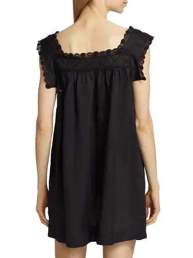 DÔEN Women's Almadia Lace-Detailed Shift Dress - Black - Size Small | Thumbnail 5