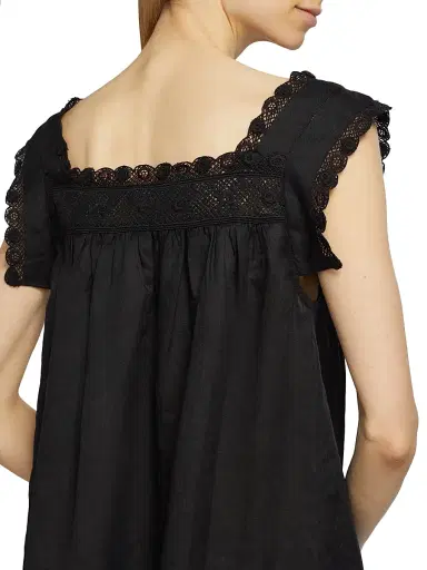 DÔEN Women's Almadia Lace-Detailed Shift Dress - Black - Size Small | Thumbnail 6