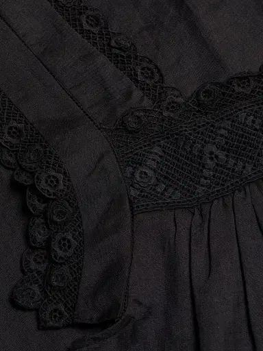 DÔEN Women's Almadia Lace-Detailed Shift Dress - Black - Size Small | Thumbnail 7