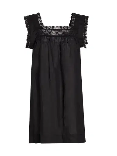 DÔEN Women's Almadia Lace-Detailed Shift Dress - Black - Size Small | Thumbnail 1