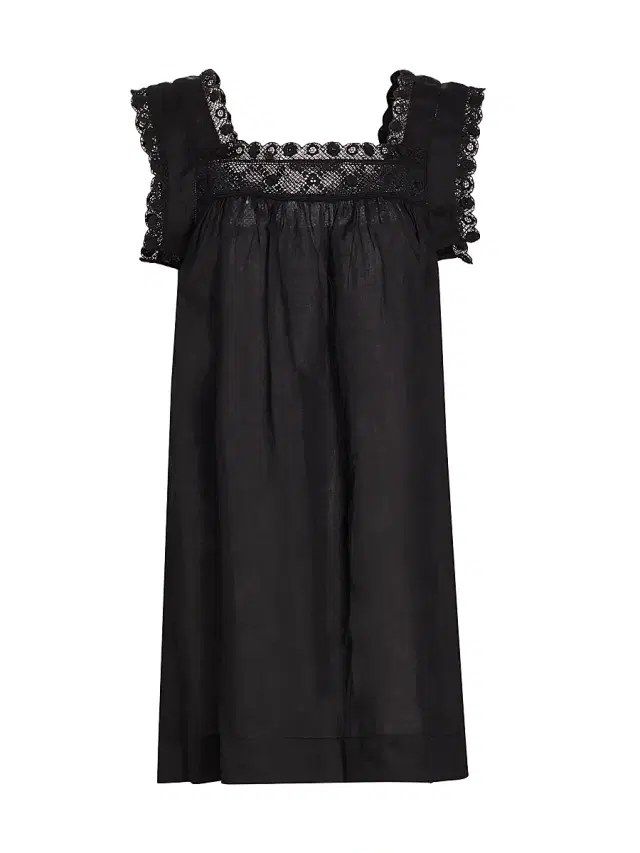 DÔEN Women's Almadia Lace-Detailed Shift Dress - Black