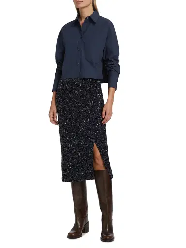 TWP Women's Paltrow Sequined Pencil Midi-Skirt | Thumbnail 2