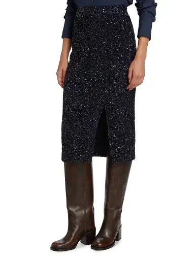 TWP Women's Paltrow Sequined Pencil Midi-Skirt | Thumbnail 4