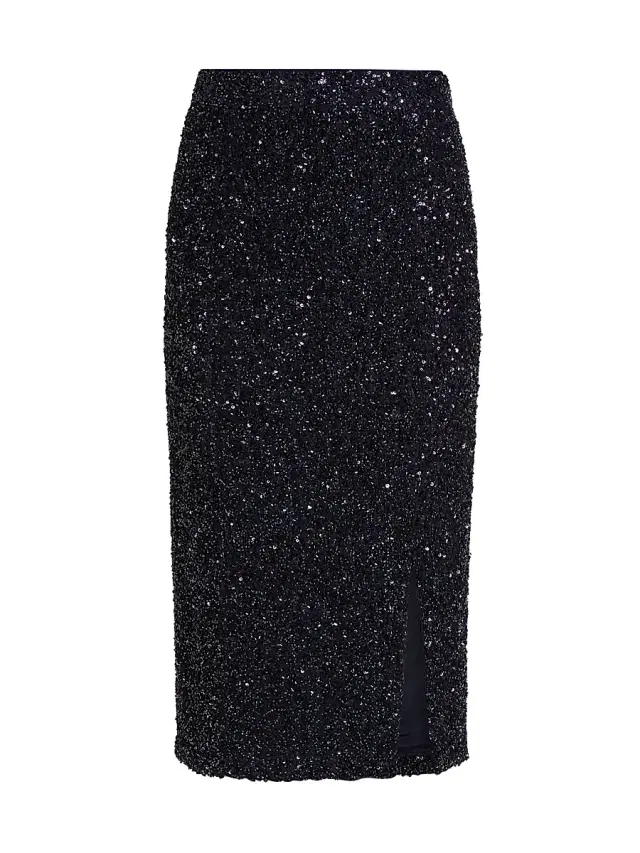 TWP Women's Paltrow Sequined Pencil Midi-Skirt - Midnight