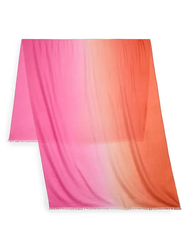 Women's Ombré CashmereScarf - Orange Hot Pink