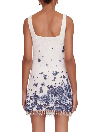 Staud Women's Le Sable Floral Beaded Minidress - Blue Toile | Thumbnail 5 Staud Women's Le Sable Floral Beaded Minidress - Blue Toile | Thumbnail 5