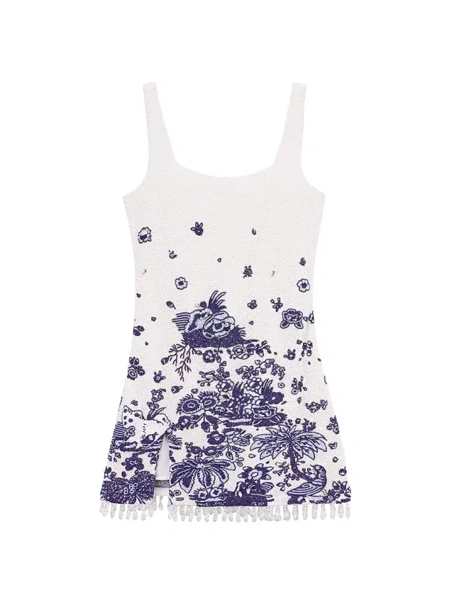 Staud Women's Le Sable Floral Beaded Minidress - Blue Toile