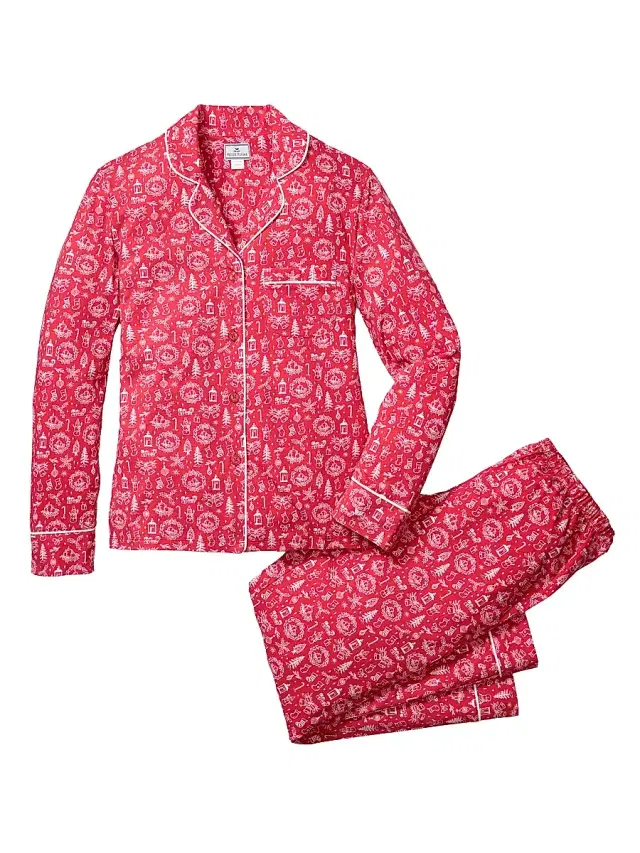 Petite Plume Women's Whimsical Winter Pajama Set - Red