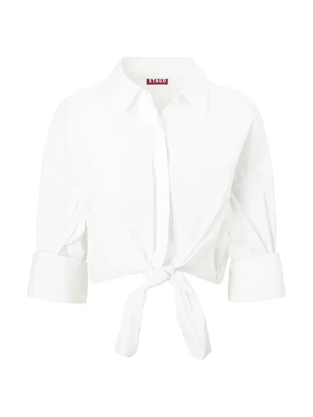 Women's Lisa Poplin Tie Crop Shirt - White
