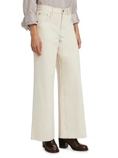 TWP Women's Tiny Dancer Stretch-Cotton Wide-Leg Jeans - Natural - Size 31 | Thumbnail 4