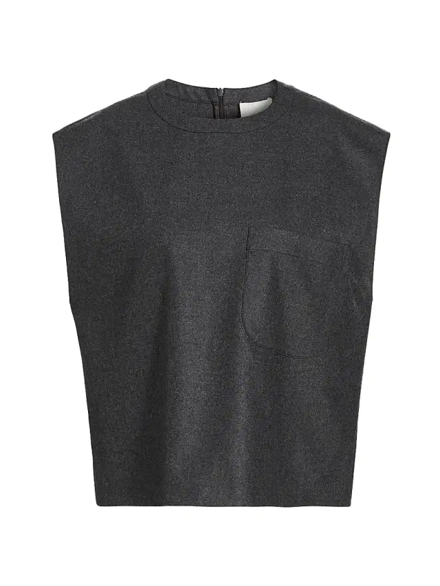 TWP Women's Wool & Cashmere Muscle Tee - Charcoal