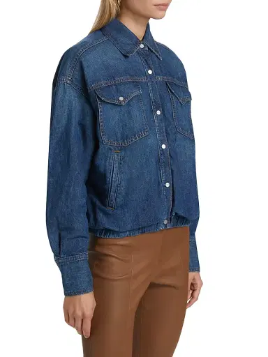 TWP Women's Bubble Denim Button-Up Jacket - Dark Wash - Size Medium | Thumbnail 4