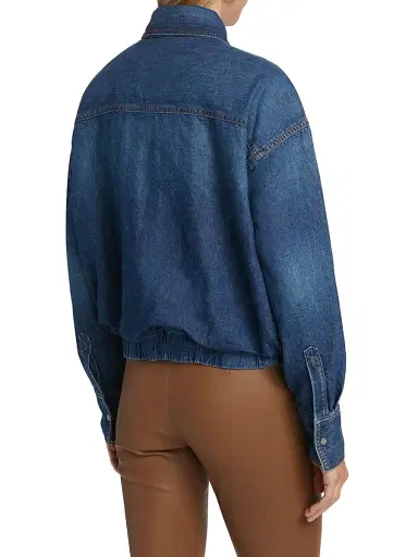 TWP Women's Bubble Denim Button-Up Jacket - Dark Wash - Size Medium | Thumbnail 5