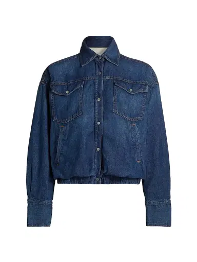 TWP Women's Bubble Denim Button-Up Jacket - Dark Wash - Size Medium | Thumbnail 1
