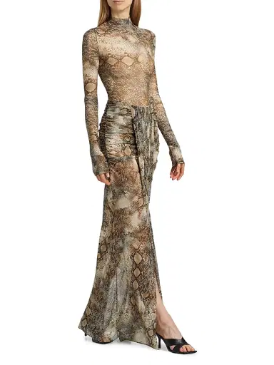 Lapointe Women's Printed Mesh Sheer Bodysuit - Snake Print - Size Large | Thumbnail 2 Lapointe Women's Printed Mesh Sheer Bodysuit - Snake Print - Size Large | Thumbnail 2