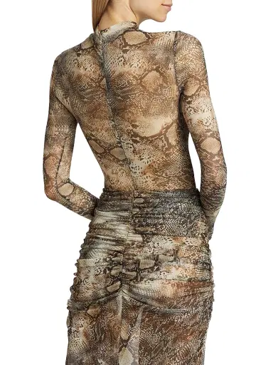 Lapointe Women's Printed Mesh Sheer Bodysuit - Snake Print - Size Large | Thumbnail 5 Lapointe Women's Printed Mesh Sheer Bodysuit - Snake Print - Size Large | Thumbnail 5
