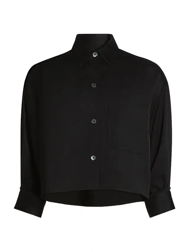Women's Soon To Be Ex Linen-Blend Crop Shirt - Black - Size Medium