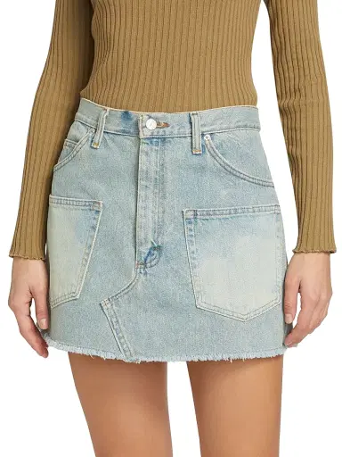 Sea Women's Alba Patch-Pocket Denim Miniskirt - Blue | Thumbnail 3