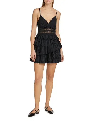 Sea Women's Antonina Cotton-Blend Ruffled Minidress - Black | Thumbnail 2