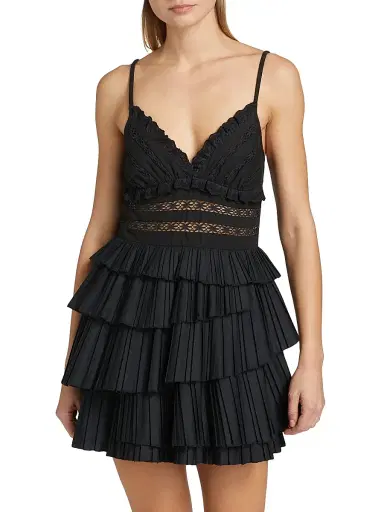 Sea Women's Antonina Cotton-Blend Ruffled Minidress - Black | Thumbnail 3