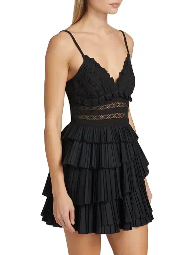 Sea Women's Antonina Cotton-Blend Ruffled Minidress - Black | Thumbnail 4
