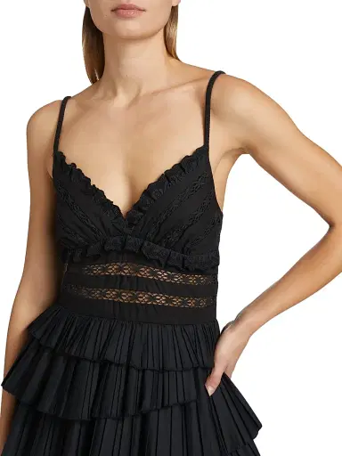 Sea Women's Antonina Cotton-Blend Ruffled Minidress - Black | Thumbnail 6