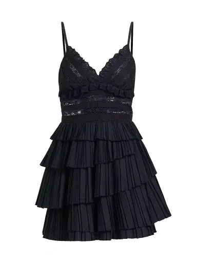 Sea Women's Antonina Cotton-Blend Ruffled Minidress - Black | Thumbnail 1
