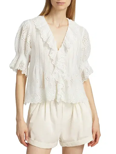 DÔEN Women's Henri Voile Eyelet Top - Salt Eyelet - Size XS | Thumbnail 3 DÔEN Women's Henri Voile Eyelet Top - Salt Eyelet - Size XS | Thumbnail 3