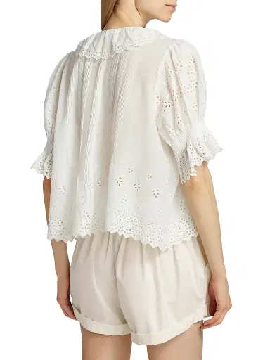 DÔEN Women's Henri Voile Eyelet Top - Salt Eyelet - Size XS | Thumbnail 5 DÔEN Women's Henri Voile Eyelet Top - Salt Eyelet - Size XS | Thumbnail 5