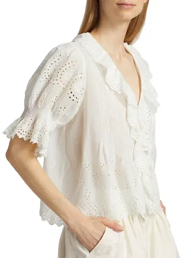 DÔEN Women's Henri Voile Eyelet Top - Salt Eyelet - Size XS | Thumbnail 6 DÔEN Women's Henri Voile Eyelet Top - Salt Eyelet - Size XS | Thumbnail 6