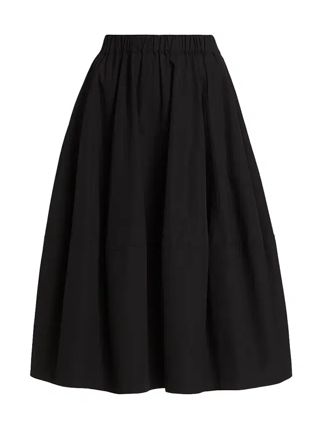Women's Bubble tton Poplin Skirt - Black