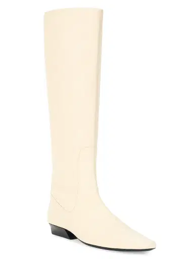 Staud Women's Wally Flat Leather Boots - Cream - Size 10 | Thumbnail 2