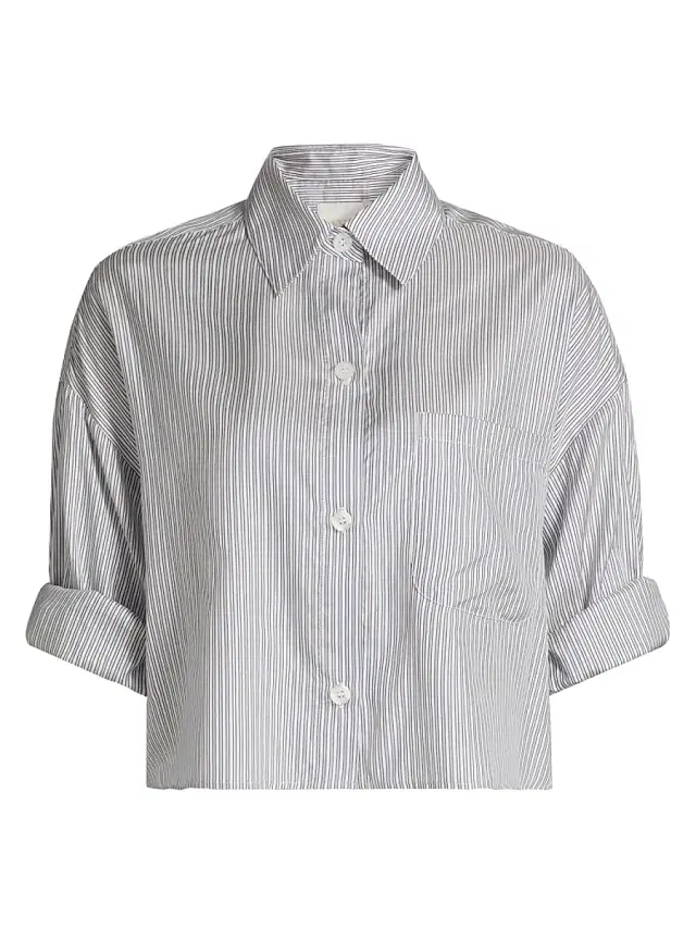 TWP Women's Next Striped Metallic Silk Shirt -  Indigo Gold