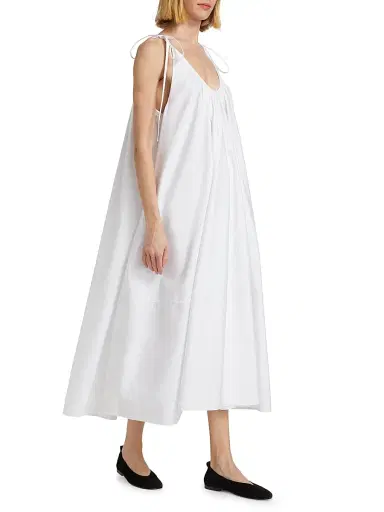 Co Women's Gathered Cotton Poplin Maxi Dress | Thumbnail 4 Co Women's Gathered Cotton Poplin Maxi Dress | Thumbnail 4
