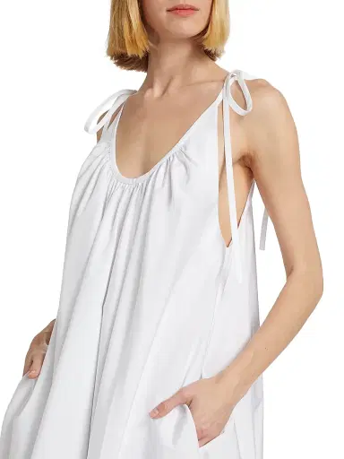 Co Women's Gathered Cotton Poplin Maxi Dress | Thumbnail 6 Co Women's Gathered Cotton Poplin Maxi Dress | Thumbnail 6