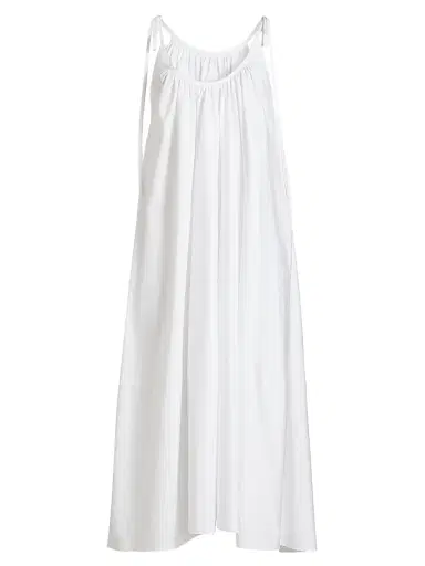 Co Women's Gathered Cotton Poplin Maxi Dress - White - Size XL | Thumbnail 1