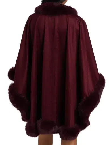Sofia Cashmere Women's Faux Fur & Cashmere U-Cape | Thumbnail 4