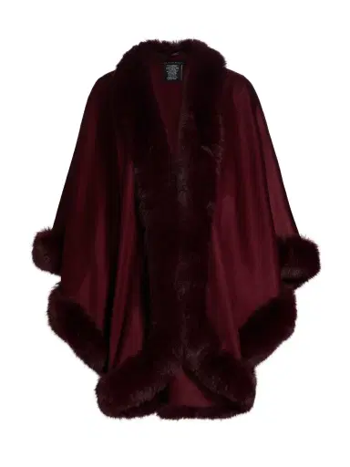 Sofia Cashmere Women's Faux Fur & Cashmere U-Cape | Thumbnail 7
