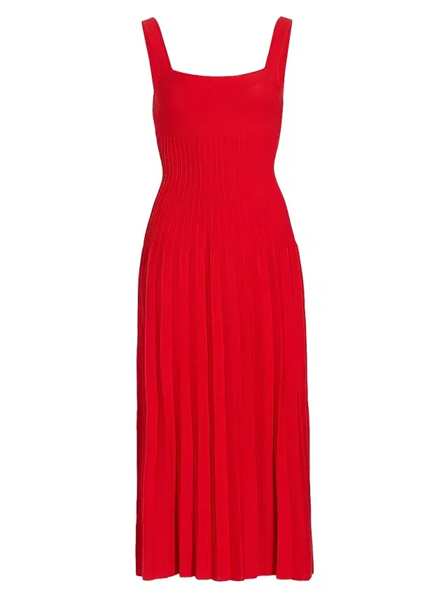 Staud Women's Ellison Rib-Knit Sleeveless Midi-Dress - Red Rose