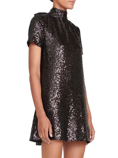 Staud Women's Ilana Sequined Bow-Back Minidress - Black - Size Small | Thumbnail 4 Staud Women's Ilana Sequined Bow-Back Minidress - Black - Size Small | Thumbnail 4