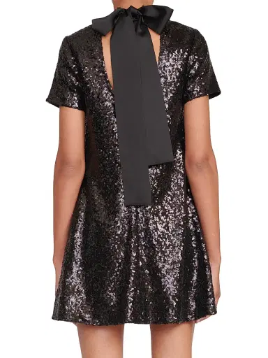 Staud Women's Ilana Sequined Bow-Back Minidress - Black - Size Small | Thumbnail 5 Staud Women's Ilana Sequined Bow-Back Minidress - Black - Size Small | Thumbnail 5