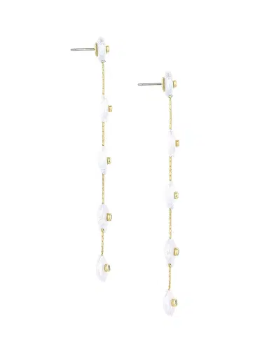 Ettika Women's 18K-Gold-Plated, 8MM Freshwater Pearl, & Cubic Zirconia Drop Earrings - Gold | Thumbnail 3 Ettika Women's 18K-Gold-Plated, 8MM Freshwater Pearl, & Cubic Zirconia Drop Earrings - Gold | Thumbnail 3