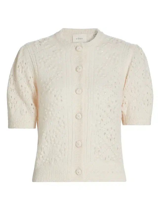 Women's Mirabelle Alpaca-Blend Short-Sleeve Cardigan - Ivory - Size Large