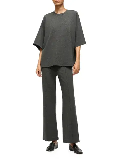 Staud Women's Capsule Knit Crewneck T-Shirt - Heather Grey - Size Medium | Thumbnail 2