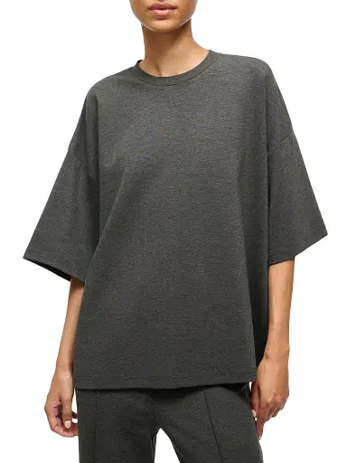 Staud Women's Capsule Knit Crewneck T-Shirt - Heather Grey - Size Medium | Thumbnail 3