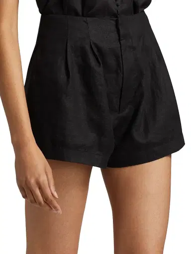 DÔEN Women's Larue Pleated Linen Shorts - Black - Size 12 | Thumbnail 4 DÔEN Women's Larue Pleated Linen Shorts - Black - Size 12 | Thumbnail 4