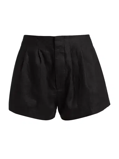 DÔEN Women's Larue Pleated Linen Shorts - Black - Size 12 | Thumbnail 1 DÔEN Women's Larue Pleated Linen Shorts - Black - Size 12 | Thumbnail 1