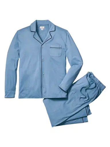 Petite Plume Men's Pima Knitted Cottom Pajamas - Blue | Thumbnail 7 Petite Plume Men's Pima Knitted Cottom Pajamas - Blue | Thumbnail 7
